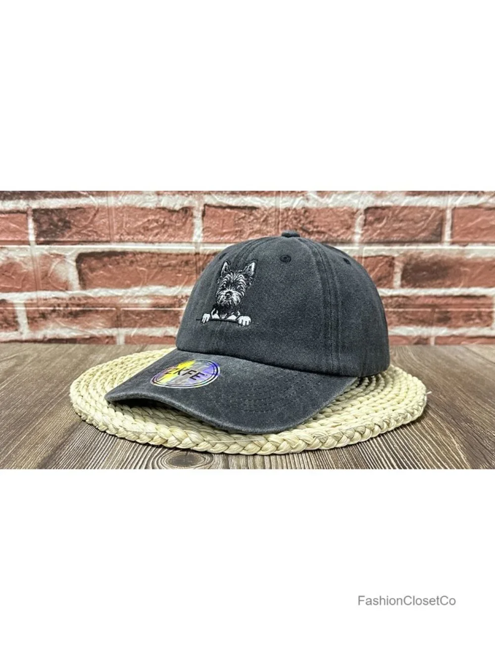 Embroidered Dog Baseball Cap Unisex Dad Hat Adjustable Cotton Twill